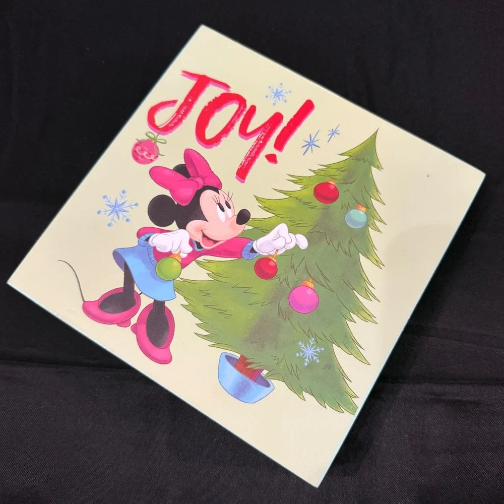 Disney Minnie Mouse Joy Christmas Tree Wood Box Sign Holiday Decor 8x8 Sign